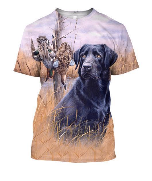 All Over Printed Black Golden Retriever-Apparel-HbArts-T-Shirt-S-Vibe Cosy™