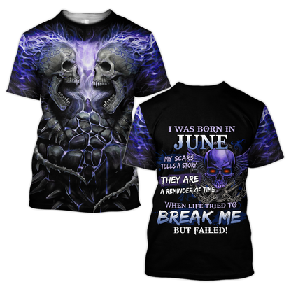 June Guy Skull 3D All Over Printed Unisex Hoodie