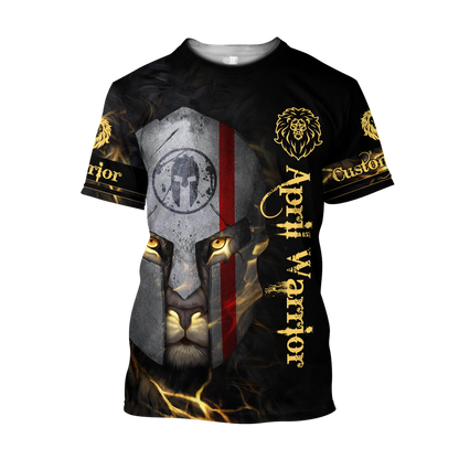 April Spartan Lion Warrior 3D All Over Printed Unisex Shirt