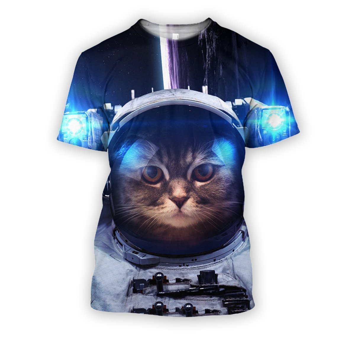 3D all over print space cat-Apparel-HbArts-T-Shirt-S-Vibe Cosy™