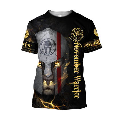 November Spartan Lion Warrior 3D All Over Printed Unisex Shirts