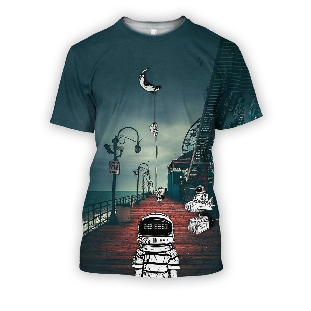 3D all over print astronauts demon on my mind-Apparel-HbArts-T-Shirt-S-Vibe Cosy™
