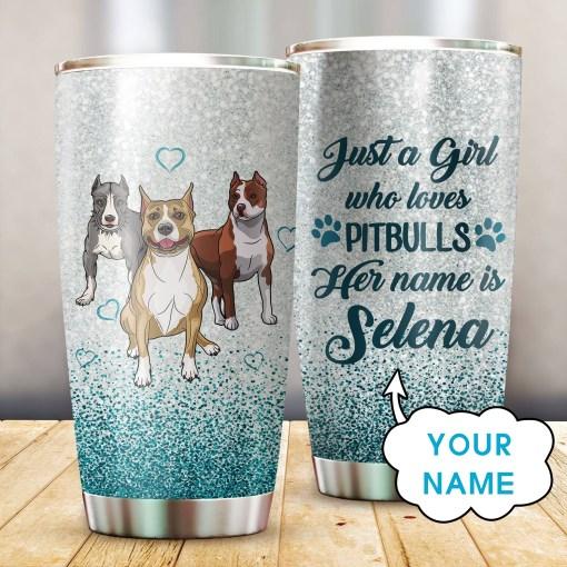Copy of Custom Name – Girl Who Loves Pitbull Shepherd 3D Tumbler Cup