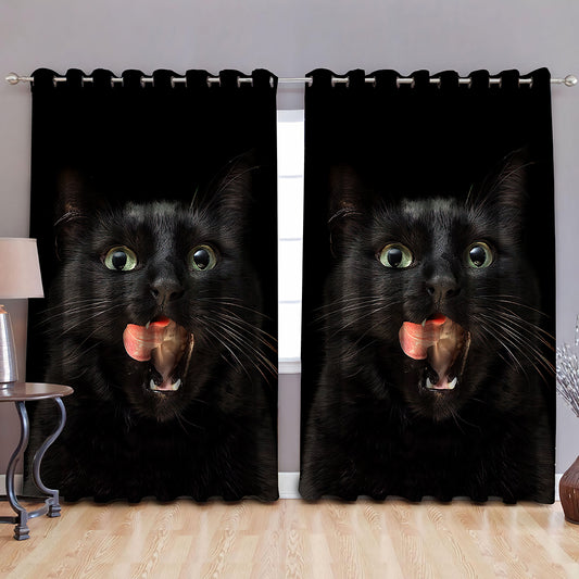 Happy Black Cat Window Curtains MH05012001