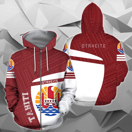 Tahiti French Polynesia Zip-up Hoodie - Premium Style J1-Apparel-Khanh Arts-Zipped Hoodie-S-Vibe Cosy™