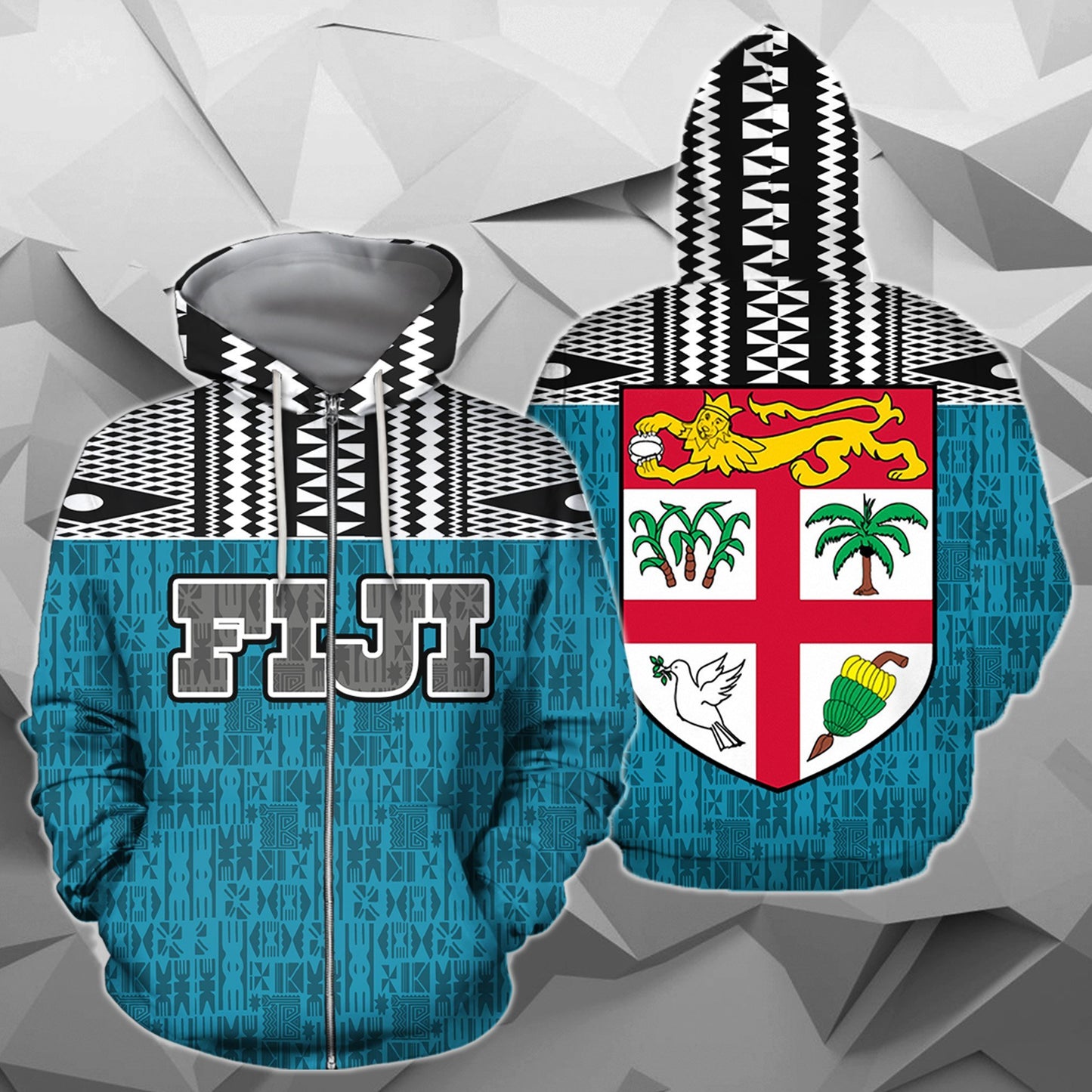 Fiji Tapa Hoodie NN5-Apparel-Khanh Arts-Zipped Hoodie-S-Vibe Cosy™