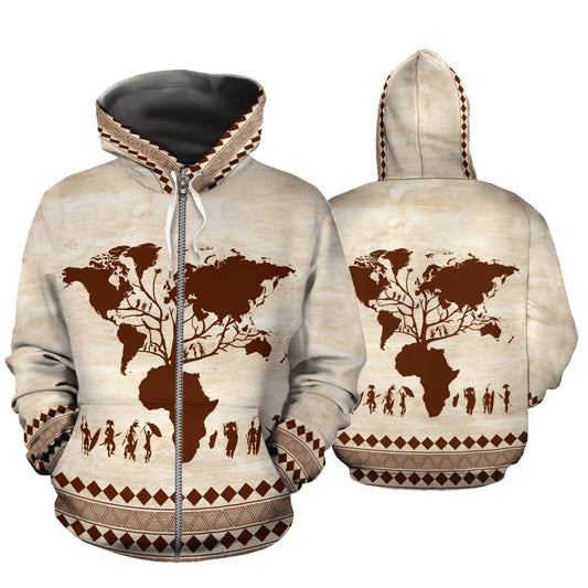 African Zip-Up Hoodie - Root Africa Hoodie-ALL OVER PRINT ZIP HOODIES-HPArt-Men-S-Black-Vibe Cosy™