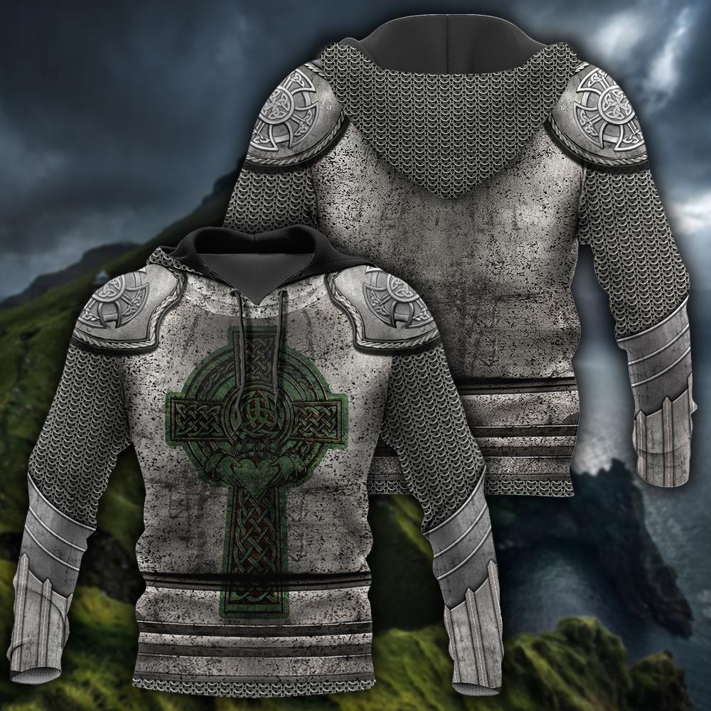 Irish Armor Knight Warrior Chainmail 3D All Over Printed Shirts For Men and Women AM280201-Apparel-TT-Hoodie-S-Vibe Cosy™