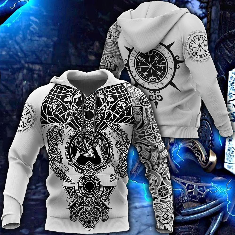 3D All Over Printed Viking Tattoo Hoodie-Apparel-HP Arts-Hoodie-S-Vibe Cosy™