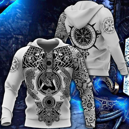 3D All Over Printed Viking Tattoo Hoodie-Apparel-HP Arts-Hoodie-S-Vibe Cosy™