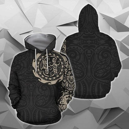 Maori Tangaroa Tattoo New Zealand All Over Hoodie - Golden HC-Apparel-Huyencass-Hoodie-S-Vibe Cosy™