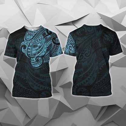 Maori Tattoo Style All Over Hoodie Blue Version HC0804-Apparel-Huyencass-T-Shirt-S-Vibe Cosy™