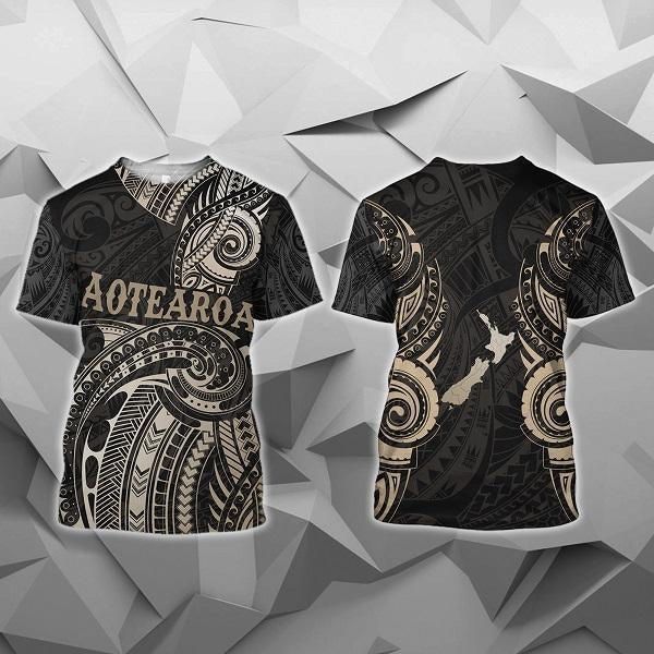 Maori Tattoo with Map New Zealand All Over Hoodie NVD-Apparel-Dung Van-T-Shirt-S-Vibe Cosy™