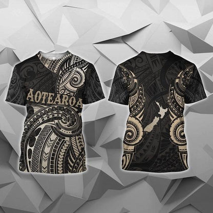 Maori Tattoo with Map New Zealand All Over Hoodie NVD-Apparel-Dung Van-T-Shirt-S-Vibe Cosy™