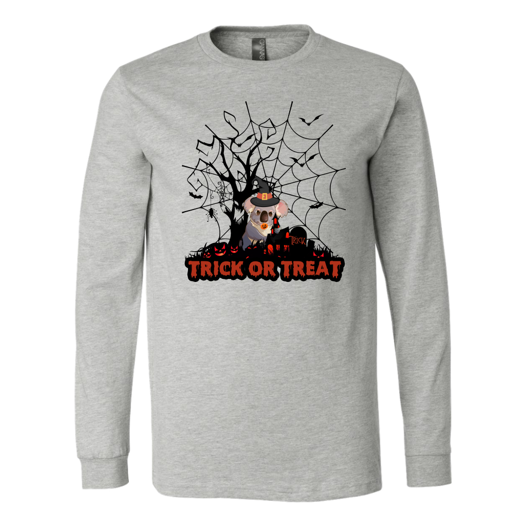 Australian Koala Trick or Treat Halloween T-Shirt 02 H9-T-SHIRTS-HP Arts-Canvas Long Sleeve Shirt-Athletic Heather-S-Vibe Cosy™