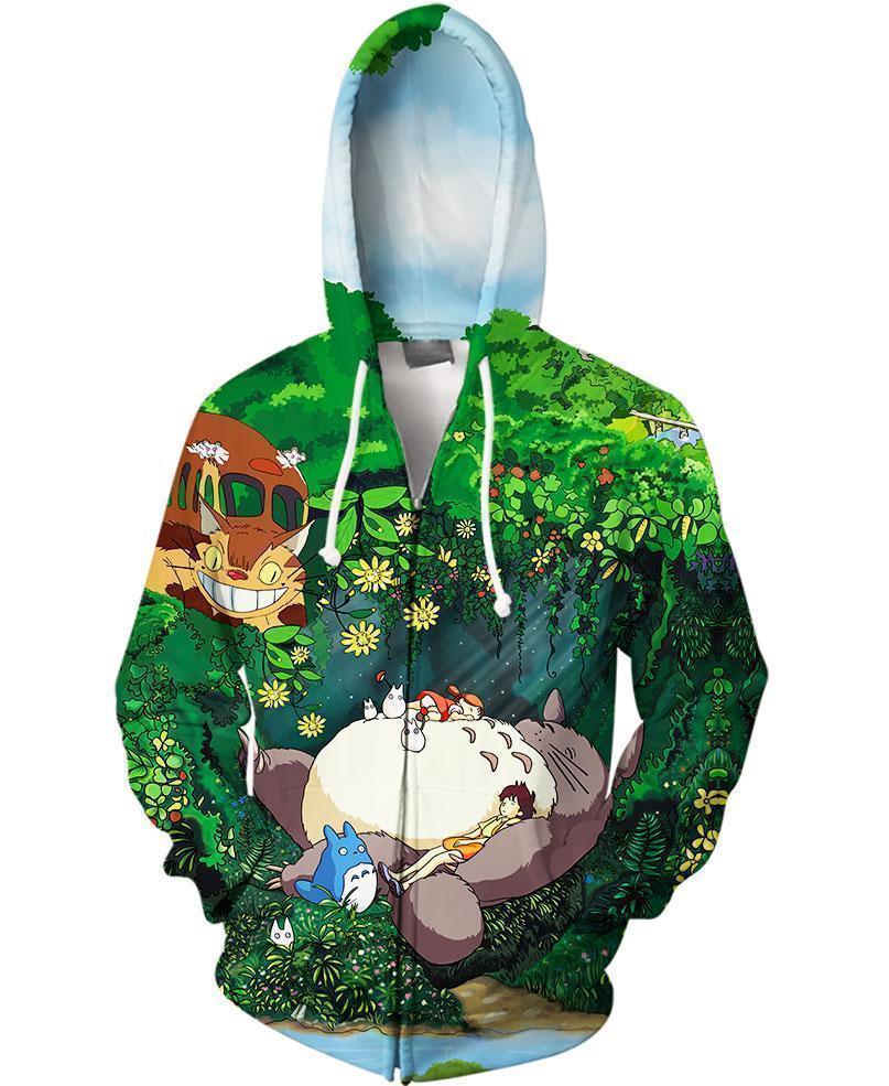 Sleep in the green forest-ghibli-RoosterArt-Zip-S-Vibe Cosy™