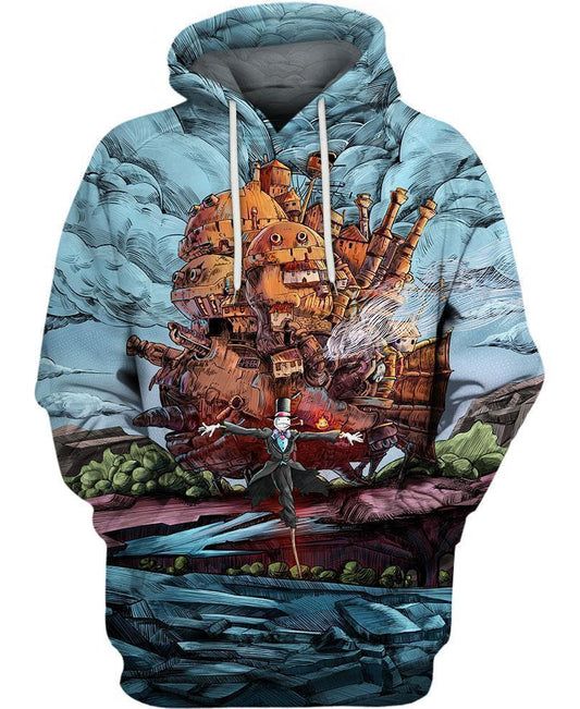 Magical Castle-ghibli-RoosterArt-Hoodie-S-Vibe Cosy™