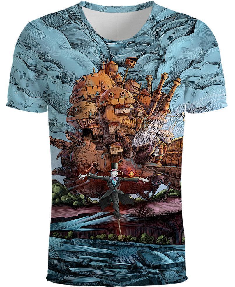 Magical Castle-ghibli-RoosterArt-T-Shirt-S-Vibe Cosy™