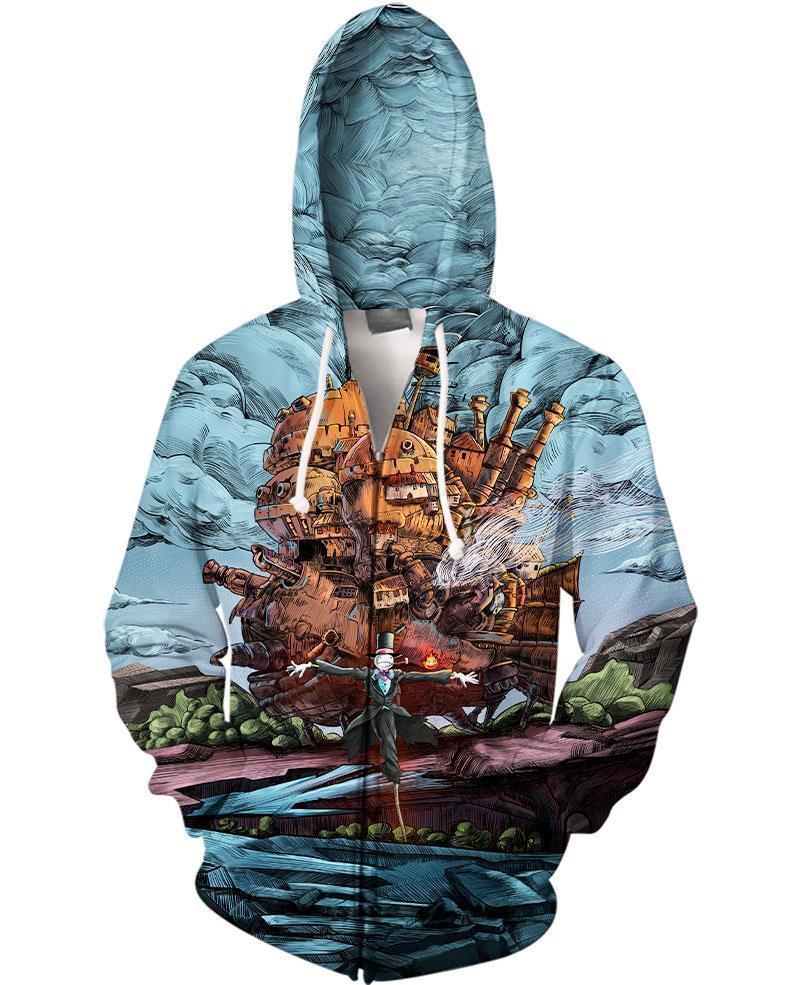 Magical Castle-ghibli-RoosterArt-Zip-S-Vibe Cosy™