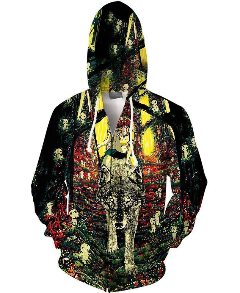 Princess In The Forest-ghibli-RoosterArt-Zip-S-Vibe Cosy™