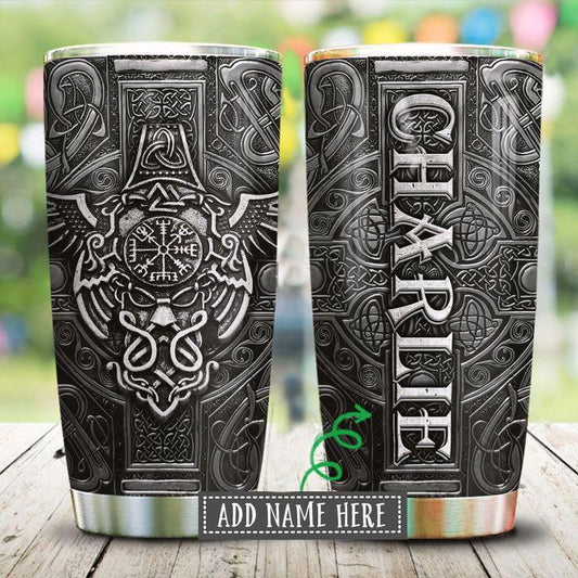 Personalized Viking Metal Style Stainless Steel Tumbler 25022103.CXT Custom Name XT