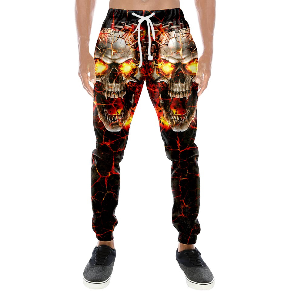 Crazy Fire Skull 3D All Over Printed Combo Sweater + Sweatpant