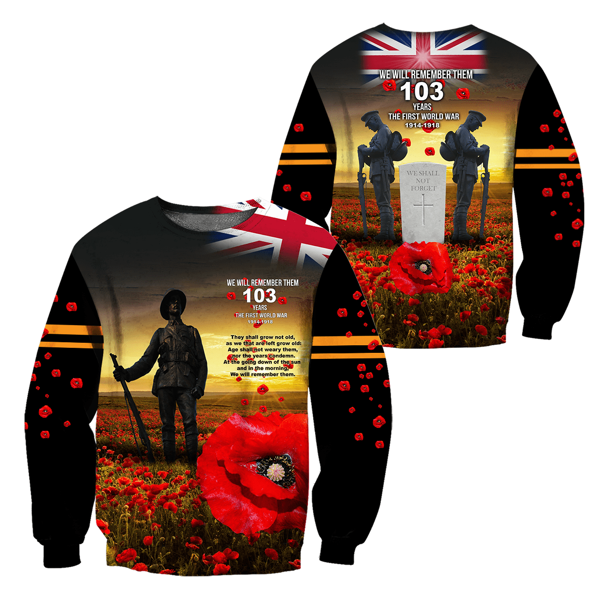 Remembrance Day Lest We Forget 3D All Over Printed Unisex Shirts