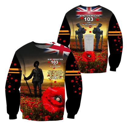 Remembrance Day Lest We Forget 3D All Over Printed Unisex Shirts
