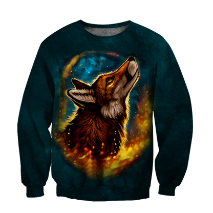 Wolf 3D All Over Printed Unisex Deluxe Hoodie ML