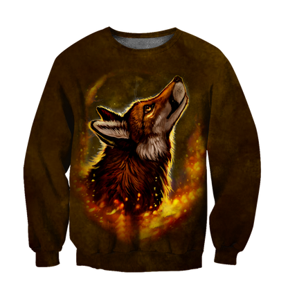 Wolf 3D All Over Printed Unisex Deluxe Hoodie ML