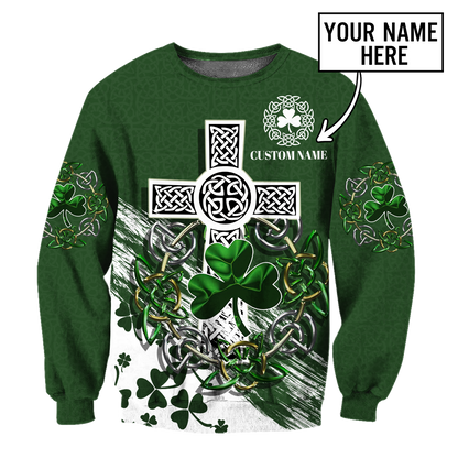 Premium Unisex Hoodie Custom Name Irish St.Patrick Day The Cross And Shamrock ML