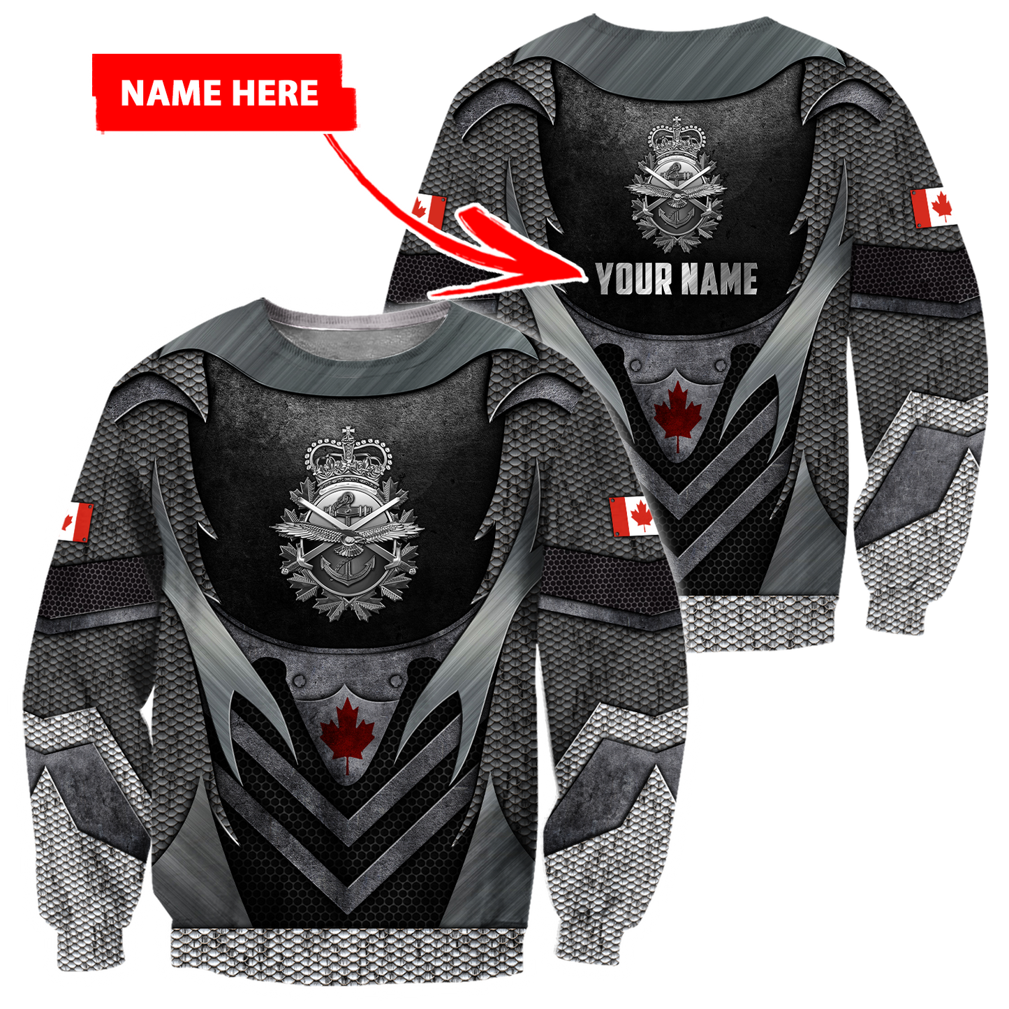 Custom Name XT Canadian Armed Forces 3D Printed Clothes PD16042103