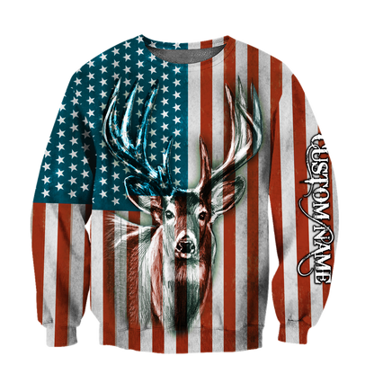 US Deer Persionalized Name 3D All Over Printed Shirts MH21052101