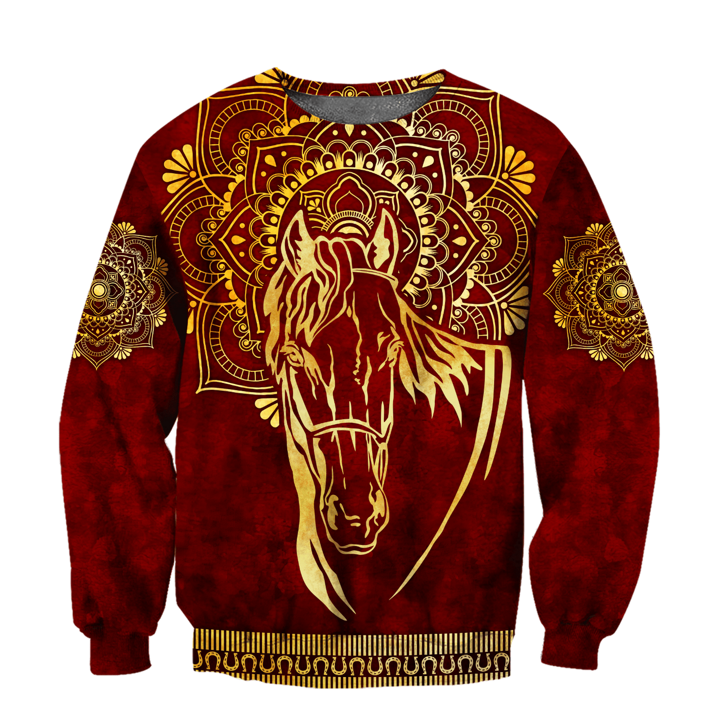 3D All Over Printed Horse Pattern in Red Unisex Shirts XT