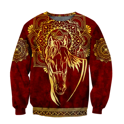 3D All Over Printed Horse Pattern in Red Unisex Shirts XT
