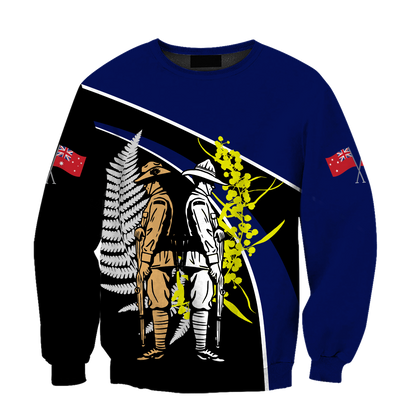 The ode fern-wattle Australia and Kiwi Veteran blue 3D print shirts