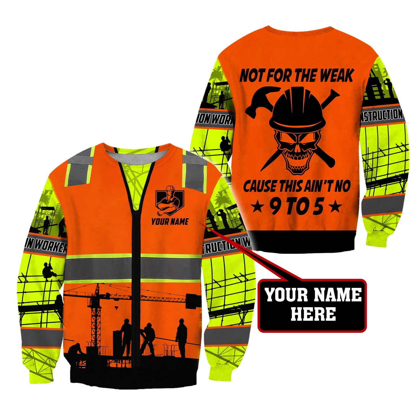 Premium Personalized 3D Printed Construction Worker Not For The Weak Shirts MEI