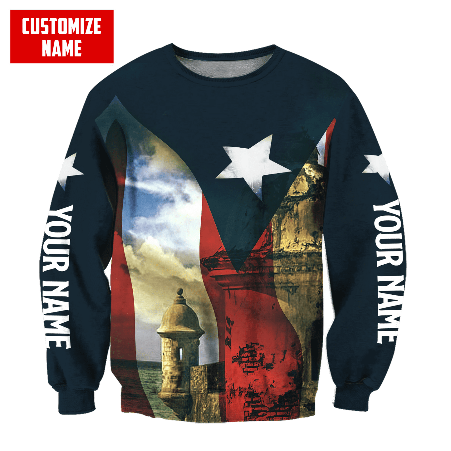 Customize Name Puerto Rico 3D All Over Printed Unisex Shirts