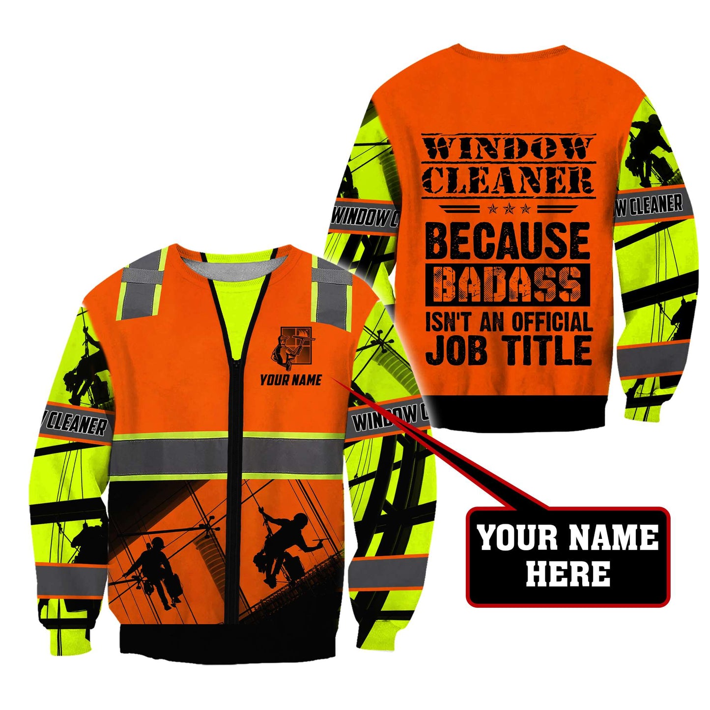 Premium Personalized 3D Printed Window Cleaner Shirts Badass MEI