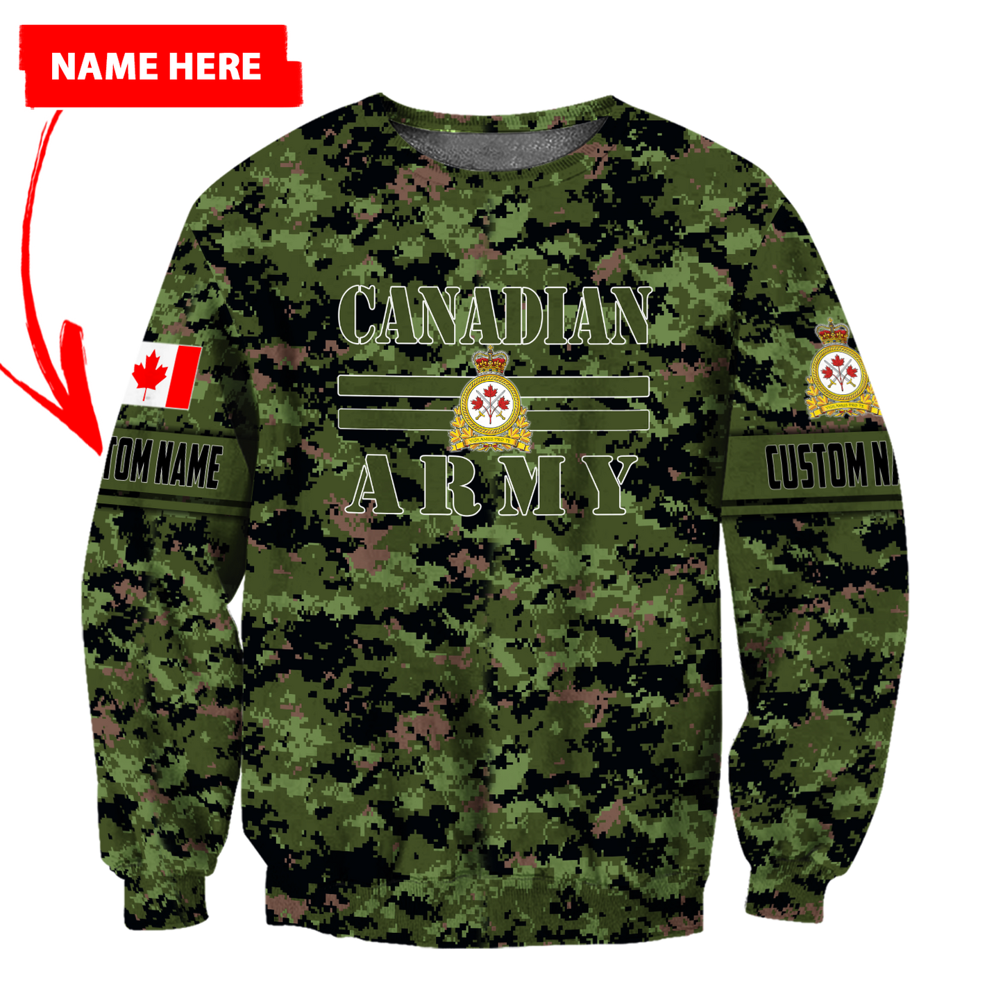 Personalized Name XT Canadian Army Pullover 3D All Over Printed Shirts PD12032104