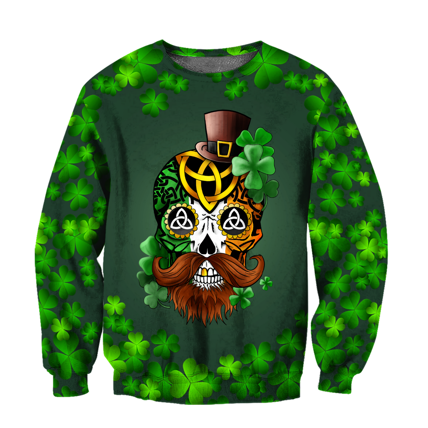 3D All Over Printed Irish Skull St Patrick Day Unisex Shirts XT