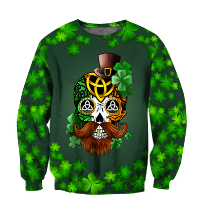 3D All Over Printed Irish Skull St Patrick Day Unisex Shirts XT