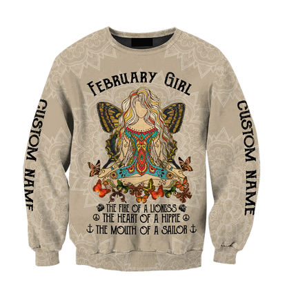 February Girl Hippie Customize Name 3D All Over Printed Shirts For Women TR1112205