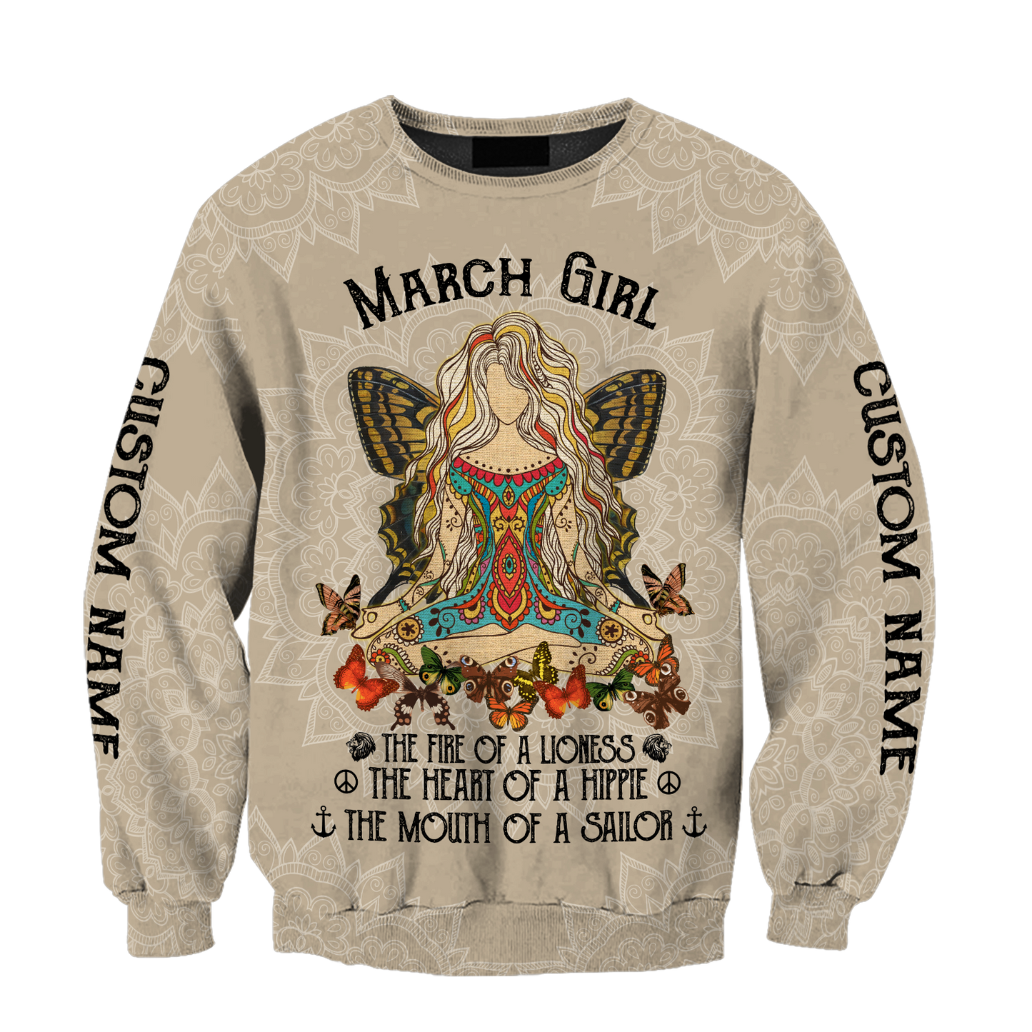 March Girl Hippie Customize Name 3D All Over Printed Shirts For Women TR1112206