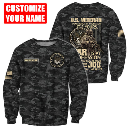 Custom Name US Veteran 3D All Over Printed Unisex Shirts