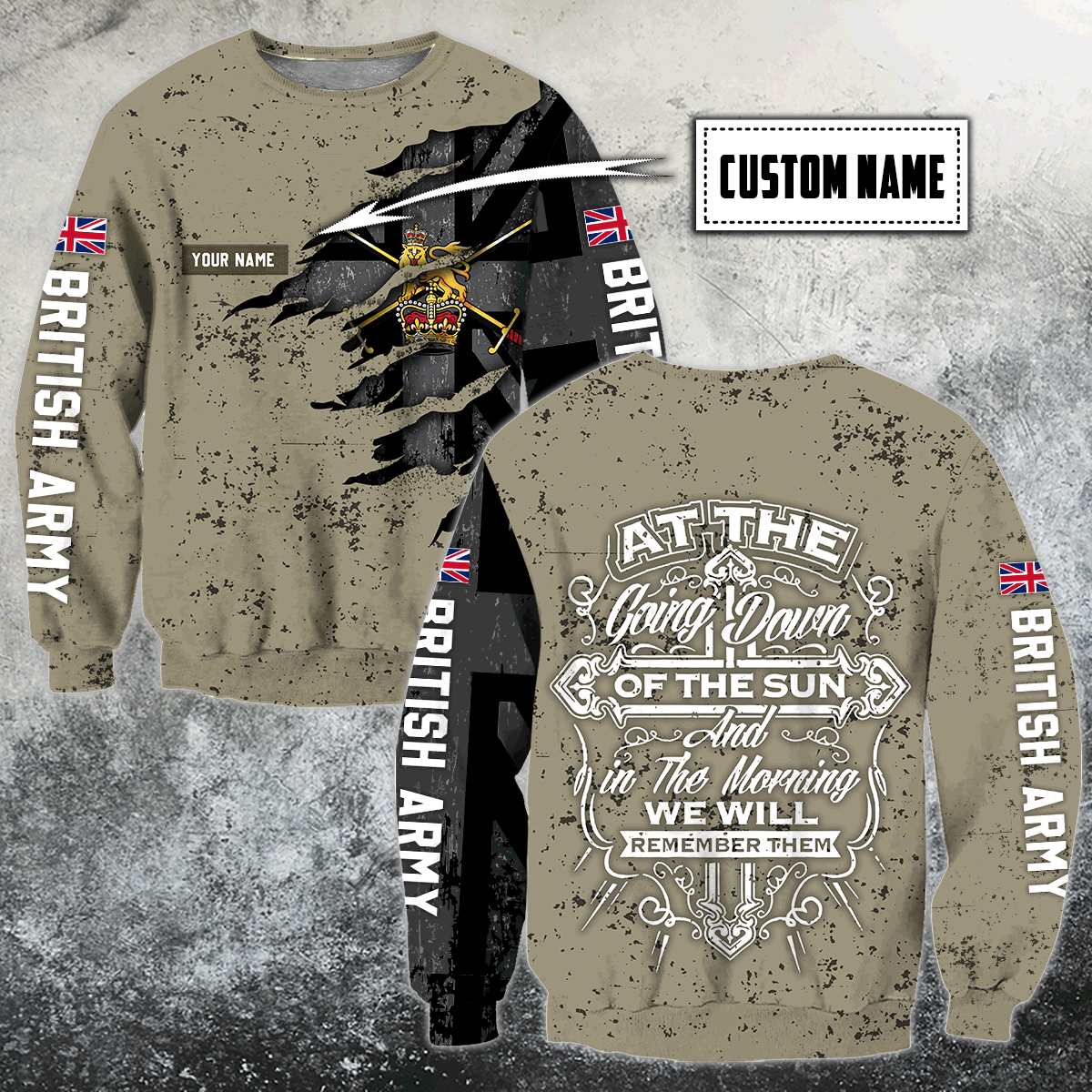 Custom name British Camo 3D Design Print Shirts