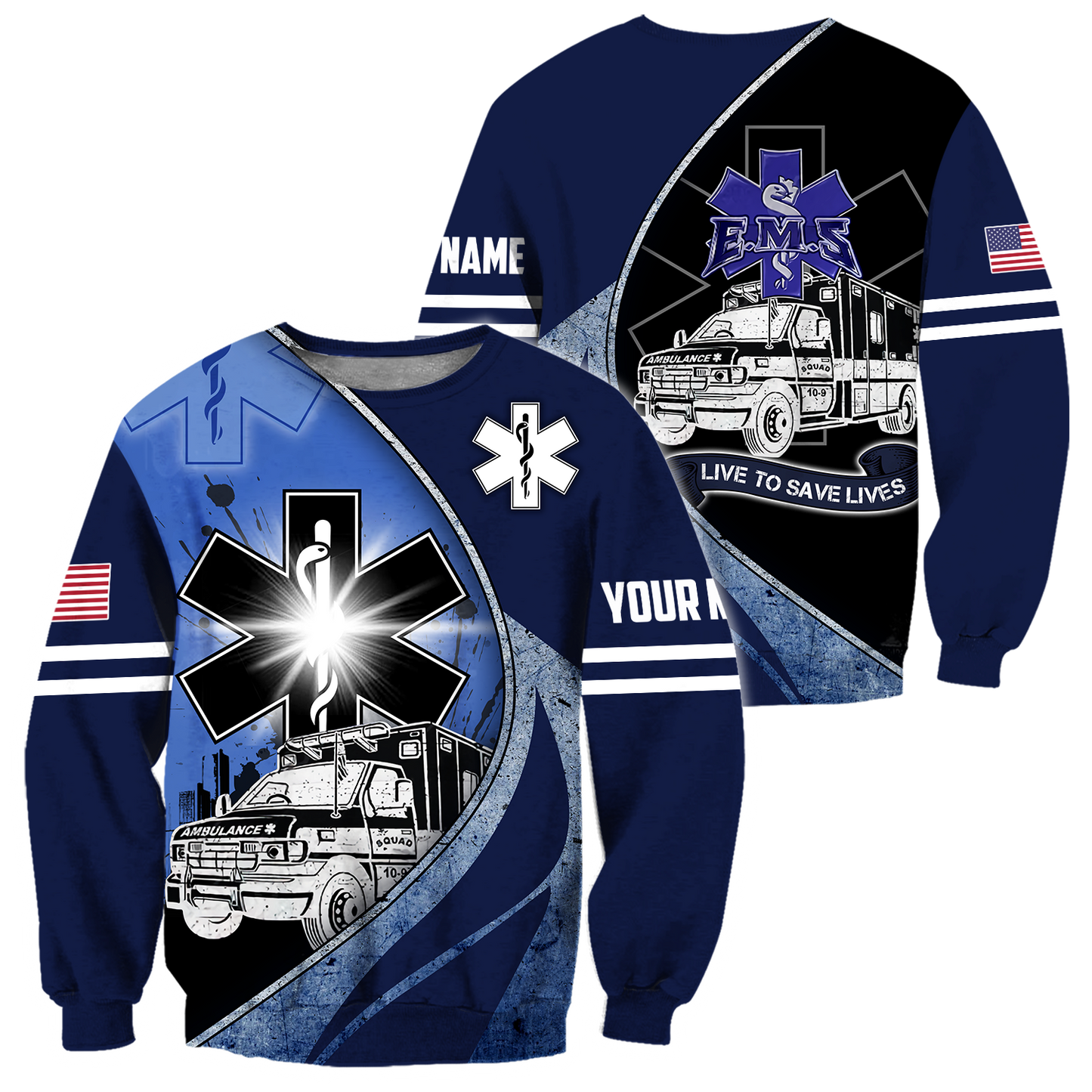 Premium Customized Name n Flag 3D All Over Printed Unisex Shirts For EMS Worker