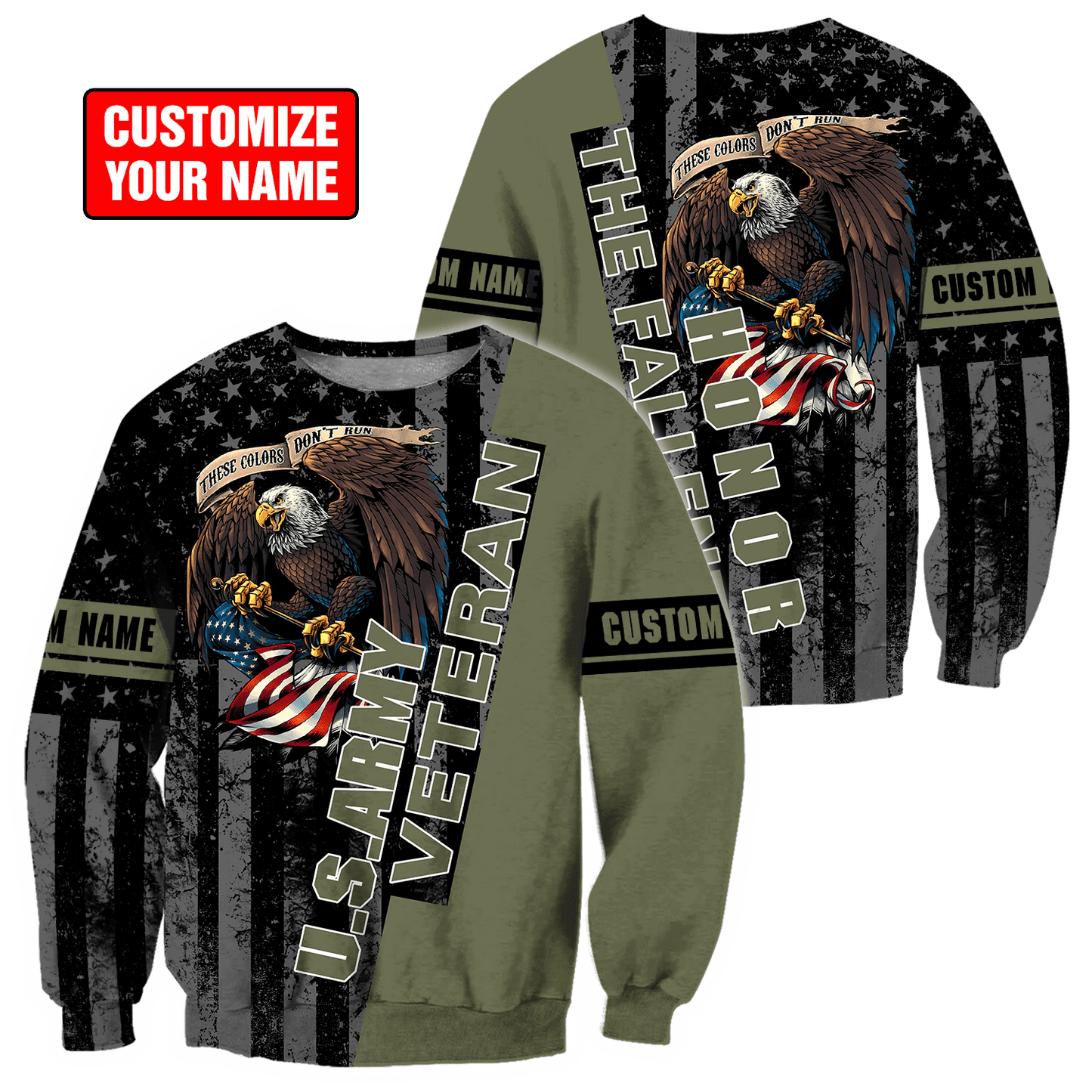Custom name US Army Veteran Honor the fallen 3d printed shirts Proud Military DD19052110