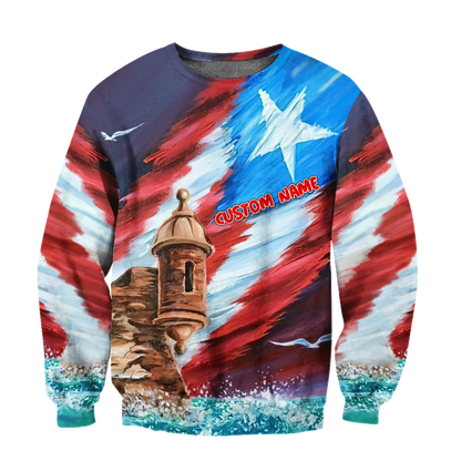 Custom Name Great Waves Puerto Rico Hoodie For Men And Women MH15032101