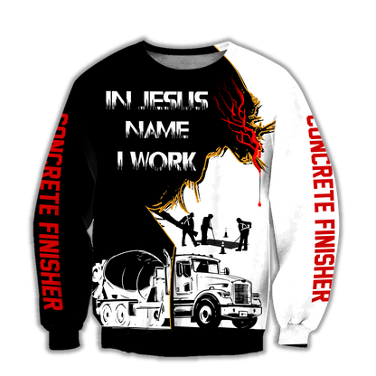 Concrete Finisher In Jesus  Name I Work Black White 3D printed shirts